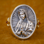 Virgin Mary Oval Ring in 925 Silver Divine Protection and Prayer