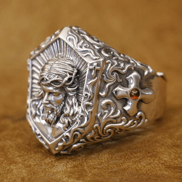 Jesus Christ Crown of Thorns Ring in Vintage Style Solid Sterling Silver