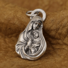 Sacred Madonna and Child Devotional Pendant Necklace in Vintage Silver