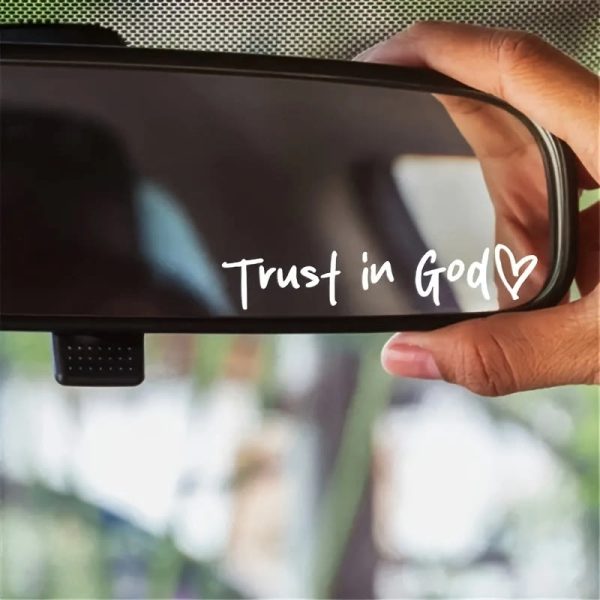 Minimalist Everyday Faith Car Mirror Sticker: Trust in God Road Companion