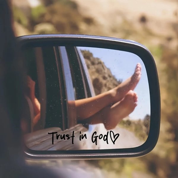 Minimalist Everyday Faith Car Mirror Sticker: Trust in God Road Companion