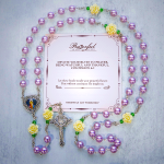 PRAYERFUL FAITH: Handmade Purple Pearl & Flower Divine Mercy Rosary with Gift Card
