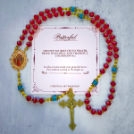 PRAYERFUL FAITH: Handmade Red Crystal Bohemian Czech Glass Rosary with Gift Card