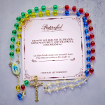 PRAYERFUL FAITH: 6mm Transparent Multicolor Rainbow Beads Rosary with Gift Card