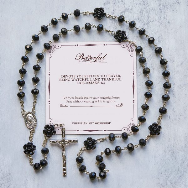 PRAYERFUL FAITH: Floral Rose Beads Multicolor Polyhedral Rosary with Gift Card