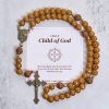 Jesus Is The Gift: 10mm Olive Wood Bead Handmade Rosary with Gift Card