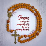 Jesus Is The Gift: 10mm Olive Wood Bead Handmade Rosary with Gift Card
