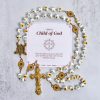 Christianartworkshop Jesus Is The Gift: Handmade Sunflower-Inspired Yellow Floral Rosary with Gift Card