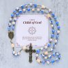 Jesus Is The Gift: Handmade Floral Rosary with Blue Rose Beads & Lily of Valley