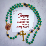 Jesus Is The Gift: Malachite Green Rosary with Miraculous Medal