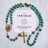 Jesus Is The Gift: Malachite Green Rosary with Miraculous Medal