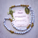 PRAYERFUL FAITH: Rebel Style White Skull Beads Rosary with Gift Card