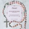 PRAYERFUL FAITH:Handmade Pink Round Beads Rosary with Gift Card