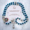 PRAYERFUL FAITH: Handmade Crucifix Clear Blue Glass Rosary with Gift Card