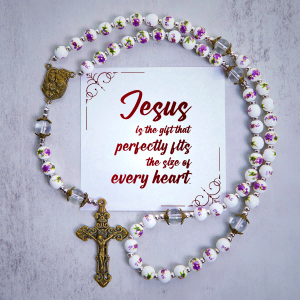 Jesus Is The Gift: Handmade Violet - Inspired Rosary with Gift Card
