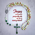Jesus Is The Gift: Handmade Floral Rose Beads Rosary with Gift Card