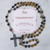 PRAYERFUL FAITH: Handmade Natural Obsidian Tiger's Eye Rosary with Gift Card