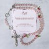 Christianartworkshop Jesus Is The Gift: Handmade Elegant Pink Crystal Rosary with 3D Rose Beads with Gift Card