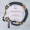 PRAYERFUL FAITH: Handmade Natural Durable Volcanic Stone Rosary with Gift Card