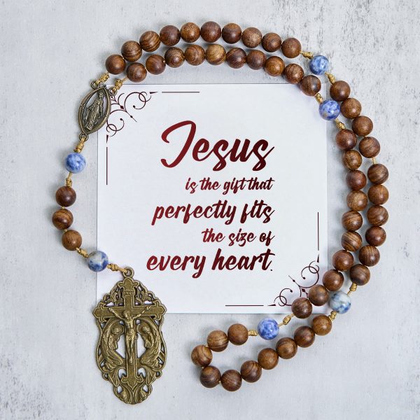 PRAYERFUL FAITH: Wooden and Ceramics Beads Blessed Devotion Rosary with Gift Card