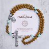 PRAYERFUL FAITH: Minimalist Mint and Brown Beads Rosary with Gift Card