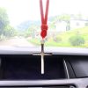 Christianartworkshop Minimalist Tri-color Cross Car Pendant: Spiritual Safety on the Road