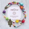 PRAYERFUL FAITH: Bohemian Style Multicolored Skull Beads Rosary with Gift Card