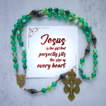 PRAYERFUL FAITH: Handmade Exquisite Green Agate Rosary with Gift Card