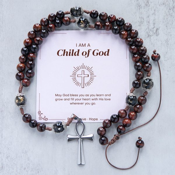 PRAYERFUL FAITH: Handmade Wooden Beads Rosary & Necklace 2-in-1 with Gift Card
