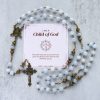 PRAYERFUL FAITH: Handmade Rosary with Light Blue Jade Beads and Brass with Gift Card