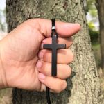 Christianartworkshop Classic Natural Ebony Cross Necklace: Pure and Enduring Faith Symbol