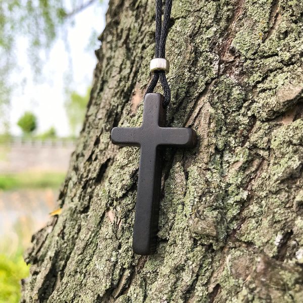 Christianartworkshop Classic Natural Ebony Cross Necklace: Pure and Enduring Faith Symbol
