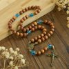 Rustic Thuja Wooden & Ocean Blue Rosary with Holy Family Guidance & Blessing