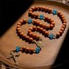 PRAYERFUL FAITH: Rustic Brown and Ocean Blue Rosary with Holy Family