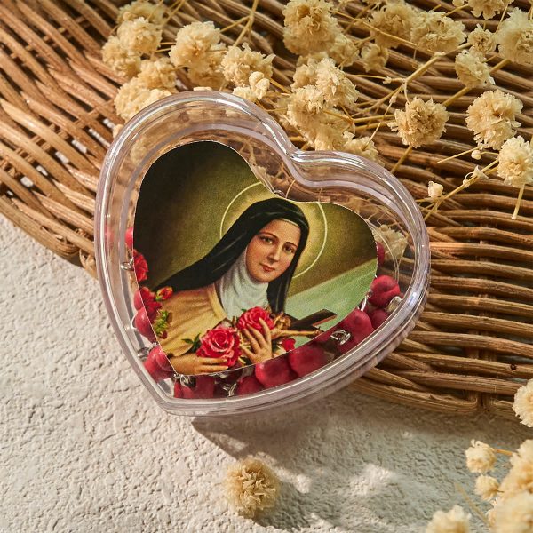 Wine Red Beads Rosary with Our Lady & Crucifix in St. Therese Heart-Shaped Box