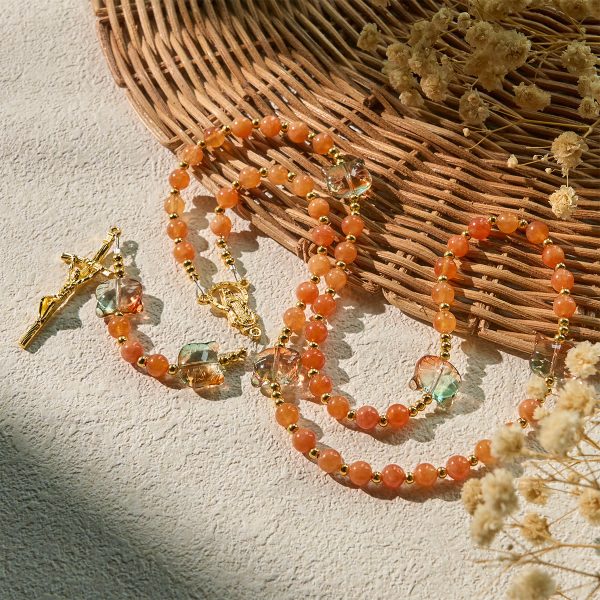 Orange Tabby Cat Blessing with Carnelian Beads Prayer Animal Rosary