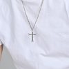 Christianartworkshop Minimalist Tricolor Wrench Cross Necklace with Faith & Strength Bible Verse