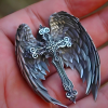 Guardian Angel Wings Cross Pendant Necklace: Spiritual Protection Jewelry