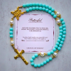 PRAYERFUL FAITH: Handmade Mint Green Beads & Pearl with Miraculous Medal