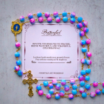 PRAYERFUL FAITH: Divine Harmony Handmade Floral Rosary of 8mm Blue&Purple