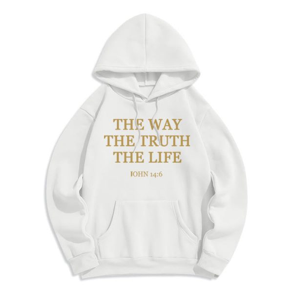 Christianartworkshop The Way The Truth The Life Scripture Fleece Lined Polyester Hoodie