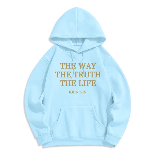 Christianartworkshop The Way The Truth The Life Scripture Fleece Lined Polyester Hoodie