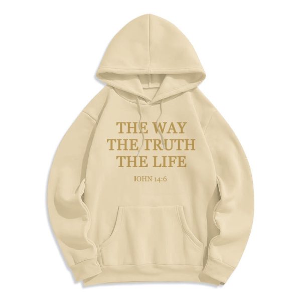 Christianartworkshop The Way The Truth The Life Scripture Fleece Lined Polyester Hoodie