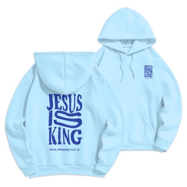 Christianartworkshop Bold Street Style Jesus Is King Bold Fleece Lined Polyester Hoodie