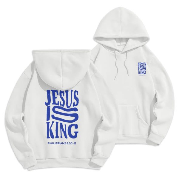 Christianartworkshop Bold Street Style Jesus Is King Bold Fleece Lined Polyester Hoodie