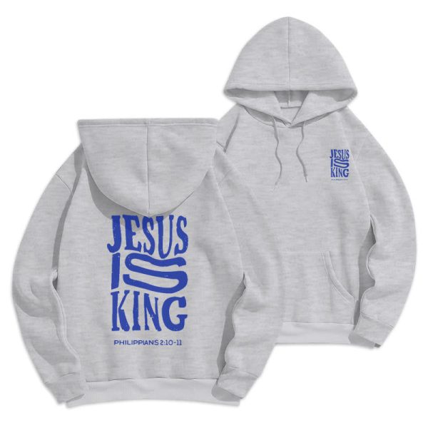 Christianartworkshop Bold Street Style Jesus Is King Bold Fleece Lined Polyester Hoodie