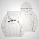Christian Art Workshop Philippians 4:13 Fleece Hoodie - White Ink Design