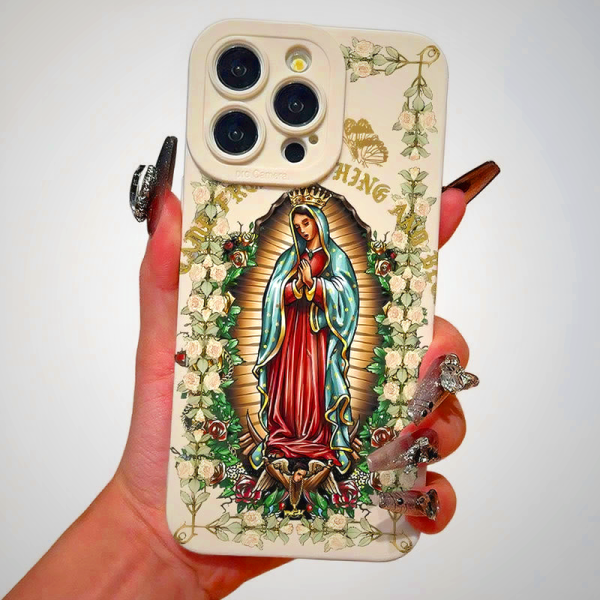 Virgin Mary Surrounded by White Roses Spiritual Phone Case