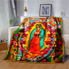 Colored Style Our Lady of Guadalupe Flannel Blanket: Cozy Faith for Bedroom & Sofa