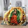 Christianartworkshop Colored Style Our Lady of Guadalupe Flannel Blanket: Cozy Faith for Bedroom & Sofa